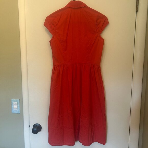 Martin + Osa tomato-red cotton cap-sleeve shirt dress sz 0 - Picture 5 of 6